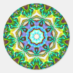 Sticker Rond Iridescente spirituelle Paua Shell Fractal