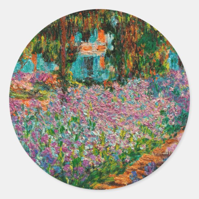 Sticker Rond Iris Jardin Monet Giverny fleurs (Devant)