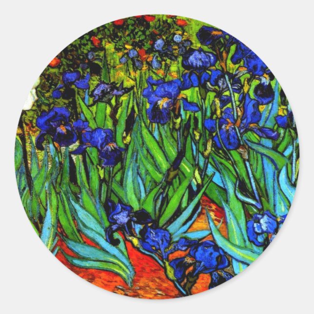 Sticker Rond Irises, célèbre peinture de Vincent van Gogh, (Devant)