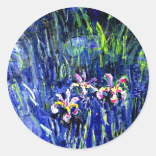 Sticker Rond Irises, célèbre peinture florale de Claude Monet,