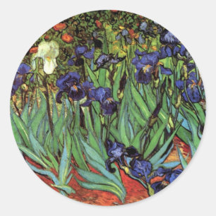 Sticker Rond Irises de Vincent van Gogh, Jardin Vintage