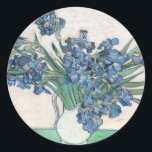 Sticker Rond Irises | Vincent van Gogh<br><div class="desc">Irises (1890) | Oeuvre originale de l'artiste post-impressionniste néerlandais Vincent Van Gogh (1853-1890). Le tableau représente une vie calme avec un bouquet plein de fleurs bleues sur une table verte contre un arrière - plan blanc crémeux. Utilisez les outils de conception pour ajouter du texte personnalisé ou personnaliser l'image.</div>
