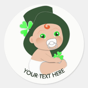 Sticker Rond Irish Baby Leprechaun Shamrock chanceux Personnali