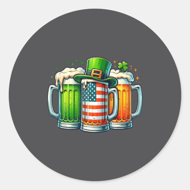 Sticker Rond Irish Beer Ireland St Patricks Day Drinking Party  (Devant)