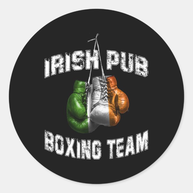 Sticker Rond Irish Boxing Funny Irlande Drapeau - Irish Pub (Devant)
