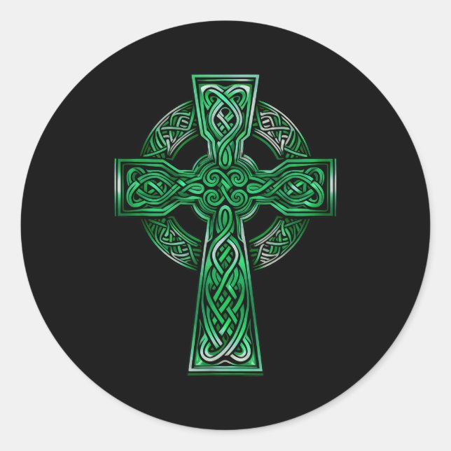 Sticker Rond Irish Celtic Cross Knot Christian Holy Trinity Sco (Devant)