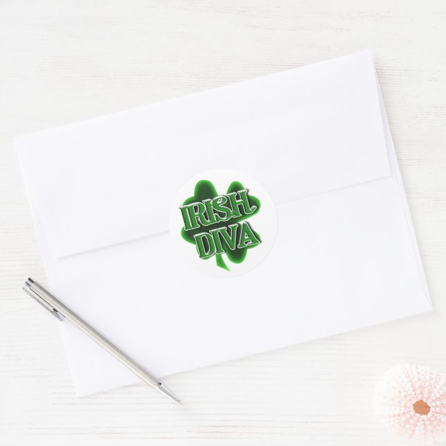 Sticker Rond Irish Diva St. Patrick's Day (Enveloppe)