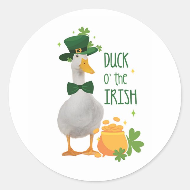 Sticker Rond Irish Duck St. Patricks Day (Devant)