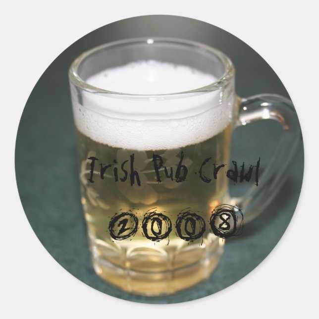 Sticker Rond Irish Pub Crawl 2008 - Customisé (Devant)