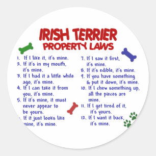 Sticker Rond IRISH TERRIER Propriété Lois 2