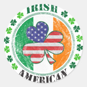 Sticker Rond Irlandais-Américain :