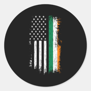 Sticker Rond Irlandais American Flag Pride Irlande Usa