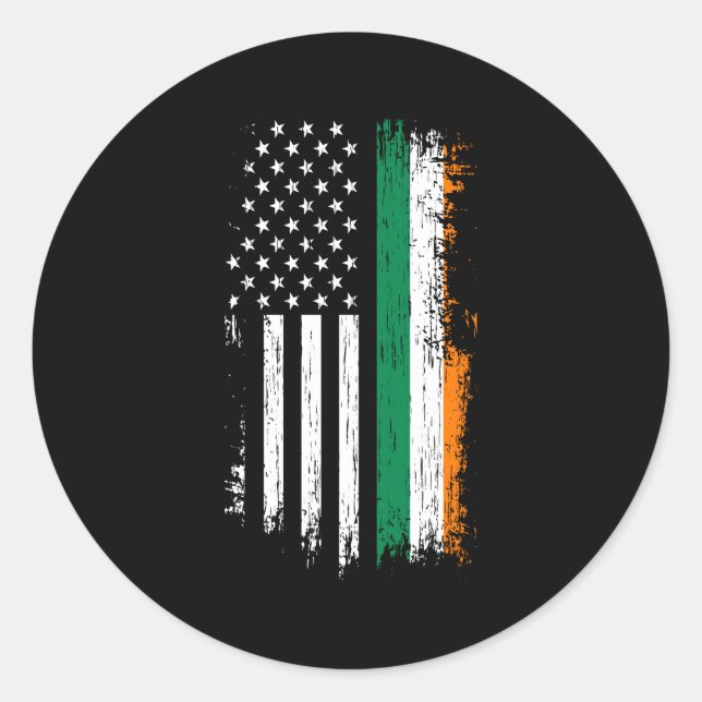Sticker Rond Irlandais American Flag Pride Irlande Usa (Devant)