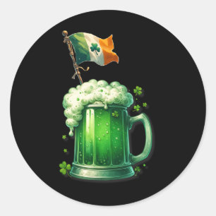 Sticker Rond Irlandais Beer Irlande Jour de la Saint Patrick Dr