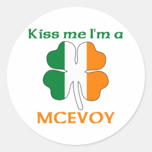 Sticker Rond Irlandais personnalisé Kiss Me Je suis Mcevoy