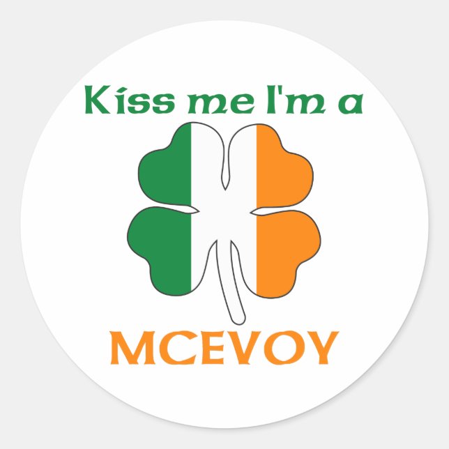 Sticker Rond Irlandais personnalisé Kiss Me Je suis Mcevoy (Devant)