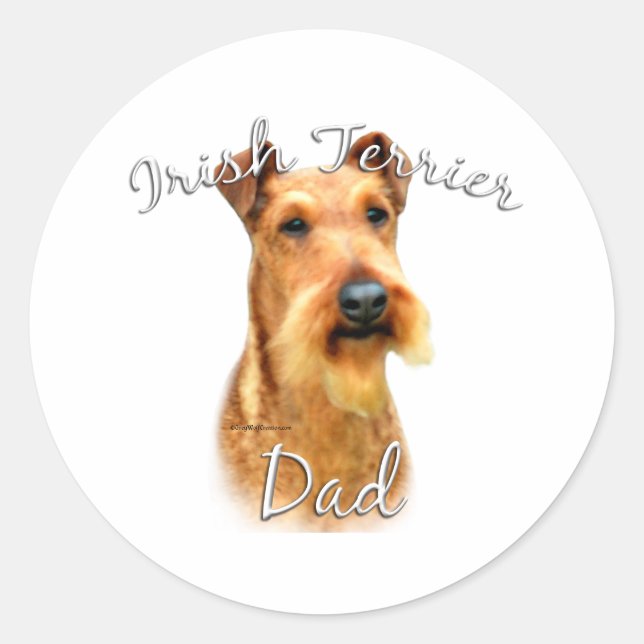 Sticker Rond Irlandais Terrier Papa 2 (Devant)