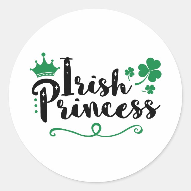 Sticker Rond Irlandaise Princesse femmes St Patrick's Day Scrip (Devant)