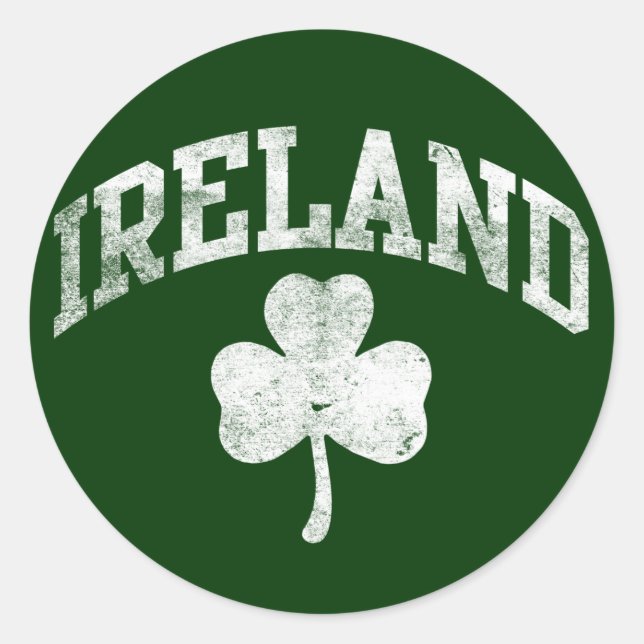 Sticker Rond Irlande, Grunge Style Shamrock Varsity (Devant)