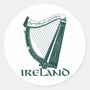 Sticker Rond Irlande Harp Design, Irish Harp