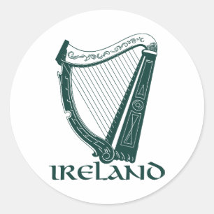 Sticker Rond Irlande Harp Design, Irish Harp