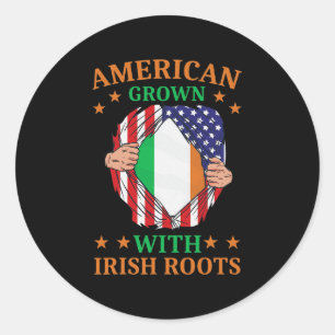 Sticker Rond Irlande Maison Américaine Cultivée Avec Racines Ir