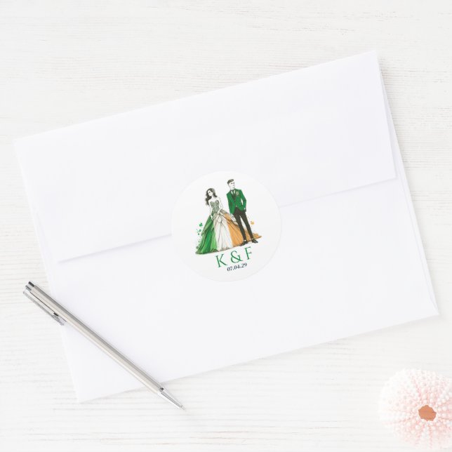 Sticker Rond Irlande Mariage couple (Enveloppe)