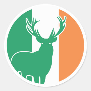 Sticker Rond Irlande Red deer Irish National Animal Flag