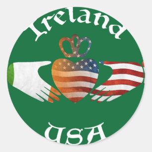 Sticker Rond Irlande USA Claddagh Design