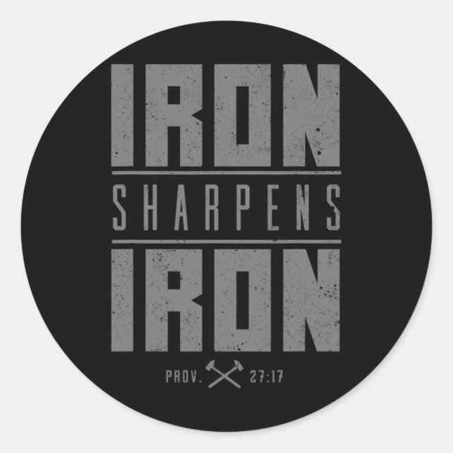 Sticker Rond Iron Sharpens Fer Christian Hommes Bible Écriture  (Devant)