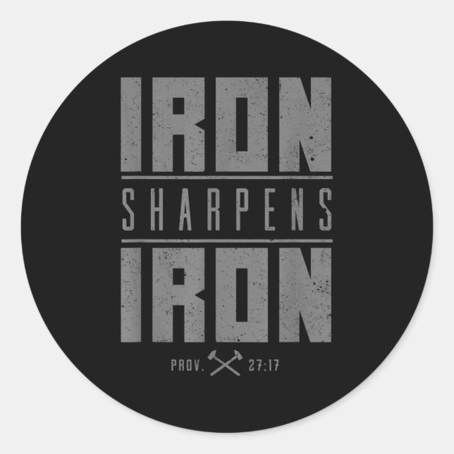 Sticker Rond Iron Sharpens Fer Christian Hommes Bible Écriture  (Devant)