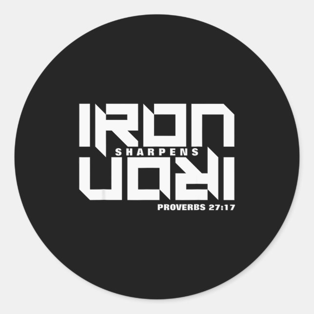 Sticker Rond Iron Sharpens Iron Proverbs 27_17 Bible Verse Chri (Devant)