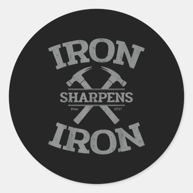 Sticker Rond Iron Sharpens Iron Proverbs 27_17 Gym Workout Men  (Devant)