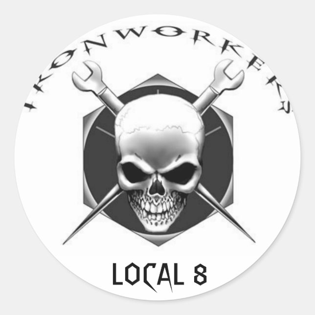 Sticker Rond IRONWORKER SKULER Local 8 (Devant)