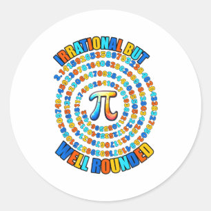 Sticker Rond Irrationnel Mais Bien Rond 3.14 Numéro Pi Symbole 