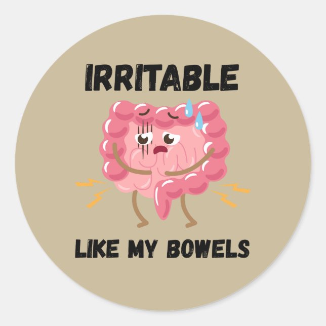 Sticker Rond Irritable comme mes intestins (Devant)