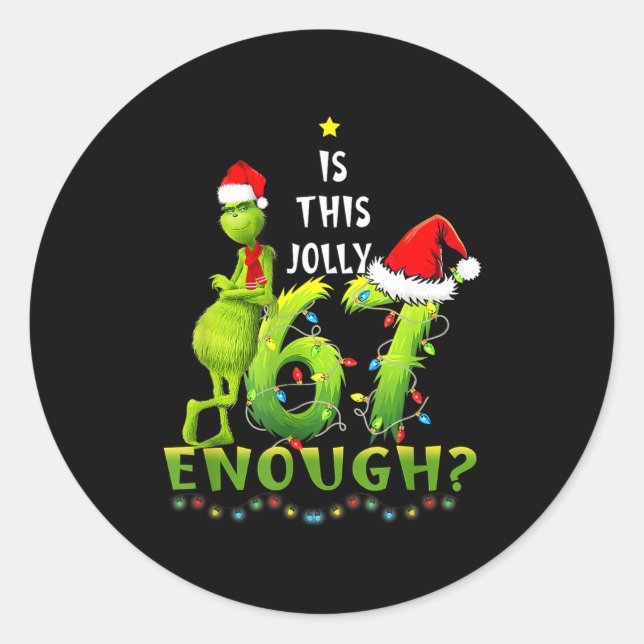 Sticker Rond Is This Jolly Enough,green Christmas Tree Light Me (Devant)