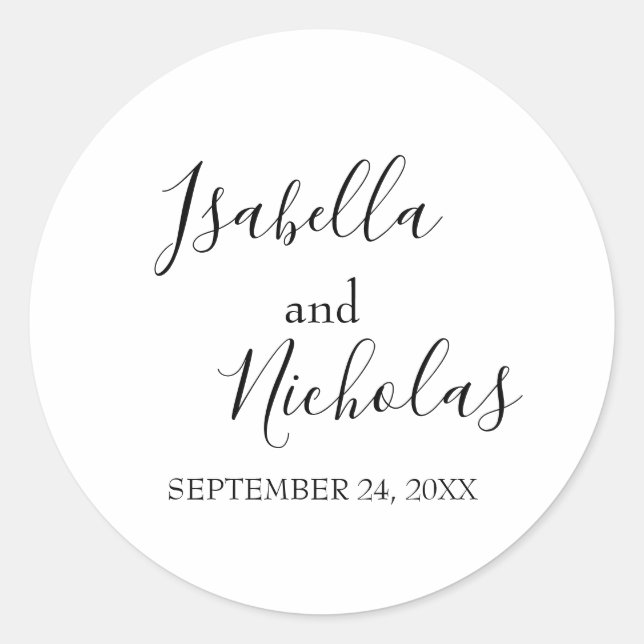 Sticker Rond Isabella Simple Calligraphie Moderne Mariage (Devant)