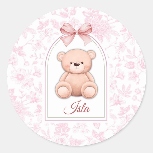 Sticker Rond Isla | Conception personnalisée d'ours en peluche  (Devant)