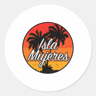 Sticker Rond Isla Mujeres Vacances Voyage Souvenir Cadeau
