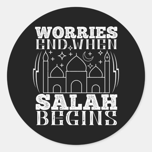 Sticker Rond Islam - Les inquiétudes se terminent quand Salah c (Devant)
