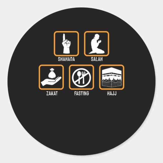 Sticker Rond Islam Shahada Salah Hajj Mecque Allah Cadeau Musul (Devant)