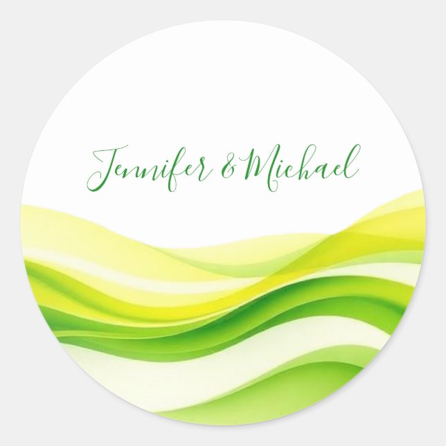 Sticker Rond Island Citrus Green and Yellow Wedding (Devant)