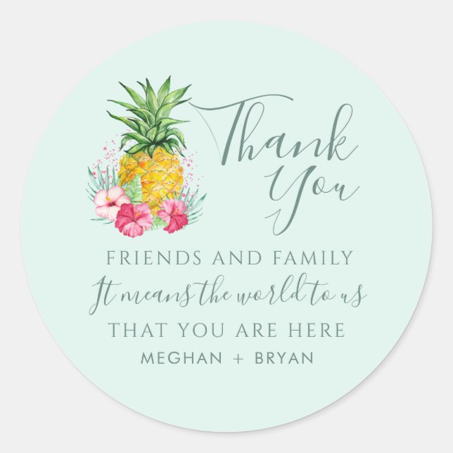Sticker Rond Island Paradise Beach Wedding Favor (Devant)