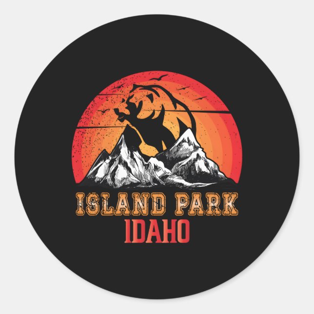 Sticker Rond Island Park Idaho Vacation Mountain Randonnée Voya (Devant)