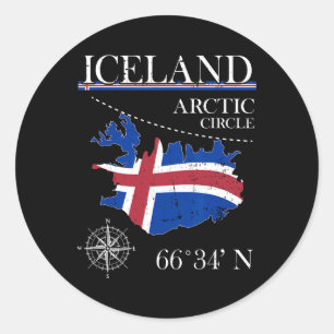 Sticker Rond Islande - Cercle Arctique - Île Polaire Nord Isl
