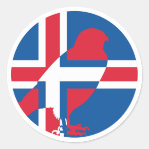 Sticker Rond Islande Falcon Gyrfalcon Islandais