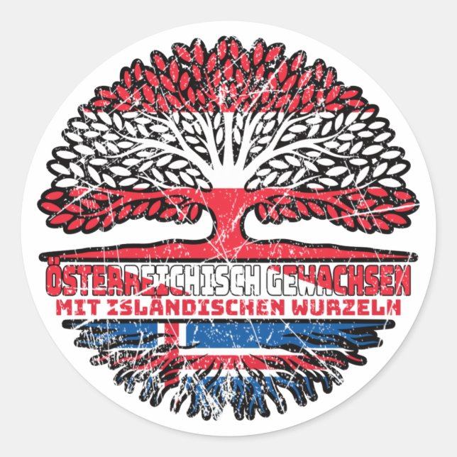 Sticker Rond Islande Islandais Autriche Sapin (Devant)