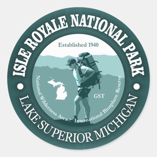 Sticker Rond Isle Royale NP (Devant)