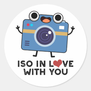 Sticker Rond ISO En amour avec vous amusant jeu de caméra
